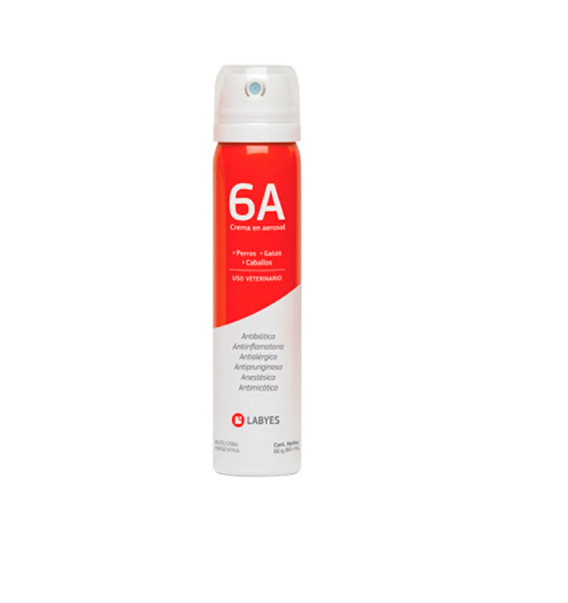 Crema 6a Spray Antibiótica Antiinflamatoria Anestésica LABYES 80 ml