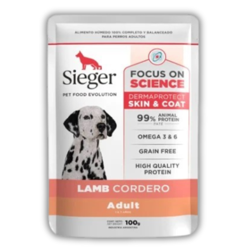 Sieger Pouch Gato Derma Wet Cordero 100 g