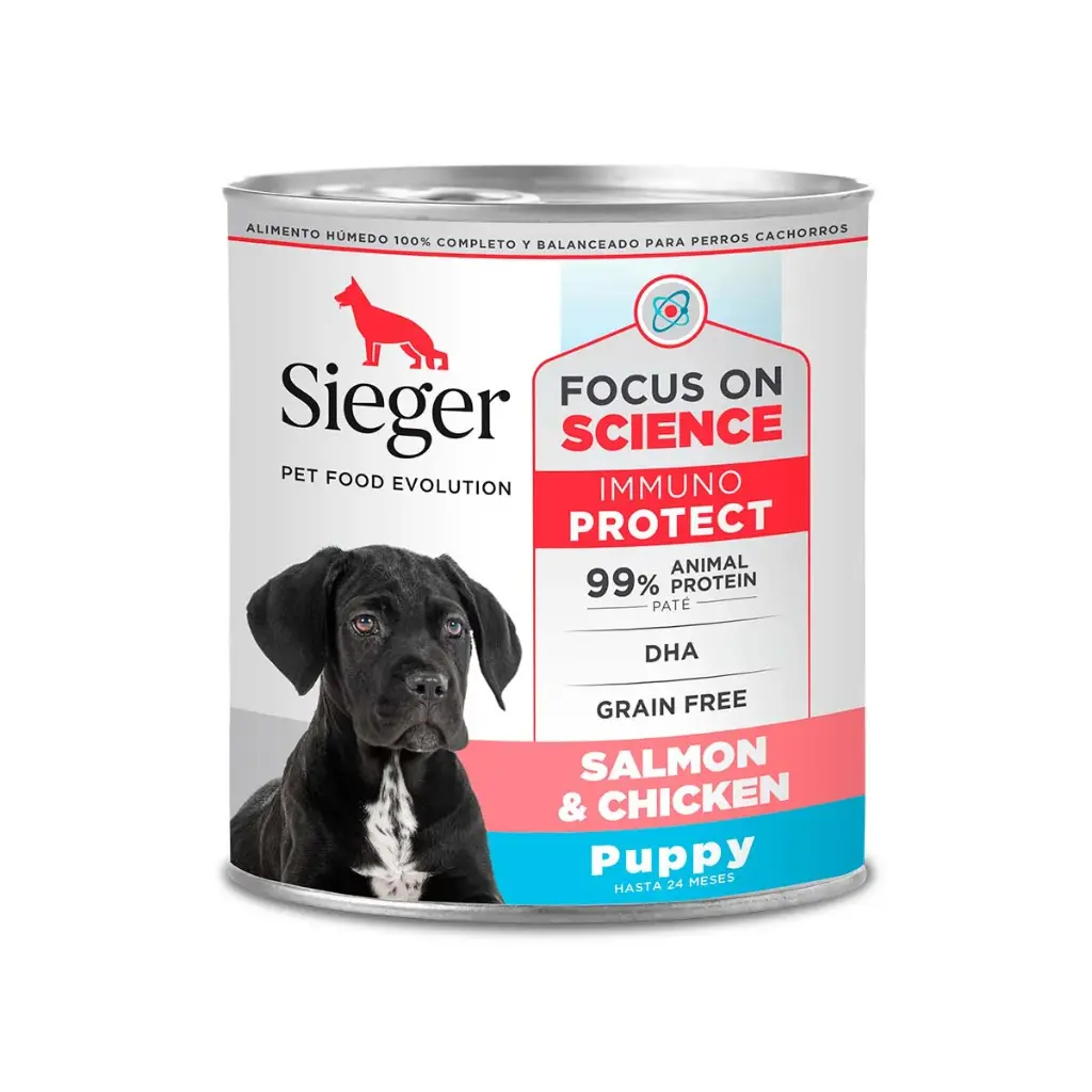 Sieger Lata Perro Puppy Salmon y Pollo 340 g 