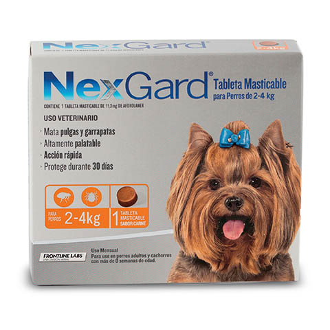 Tableta Masticable Nexgard Perro de 2 a 4 Kg (pipeta)