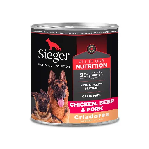 [8060] Sieger Lata Criadores Perro Wet Pollo 340 g 